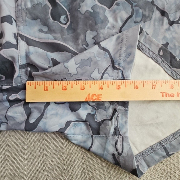 Camo Blue and Gray Men's Flat Front Shorts - Picture 8 of 13